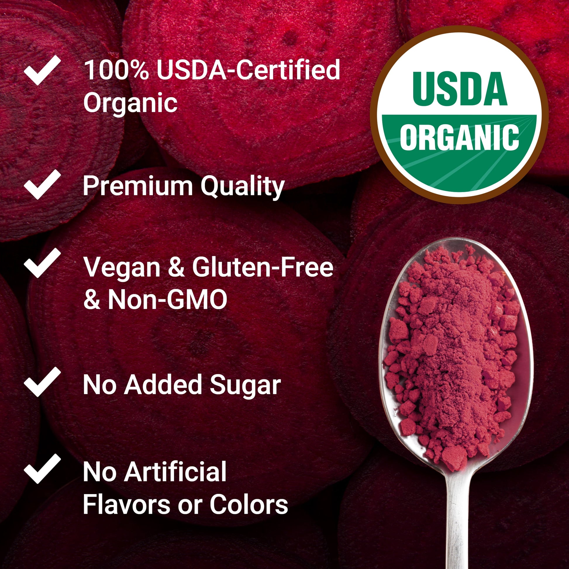 Total Beets Organic Beet Root Powder, Beetroot Supplement for Circulation & Blood Flow, Usda-Certified Organic, Unflavored, 60 Servings